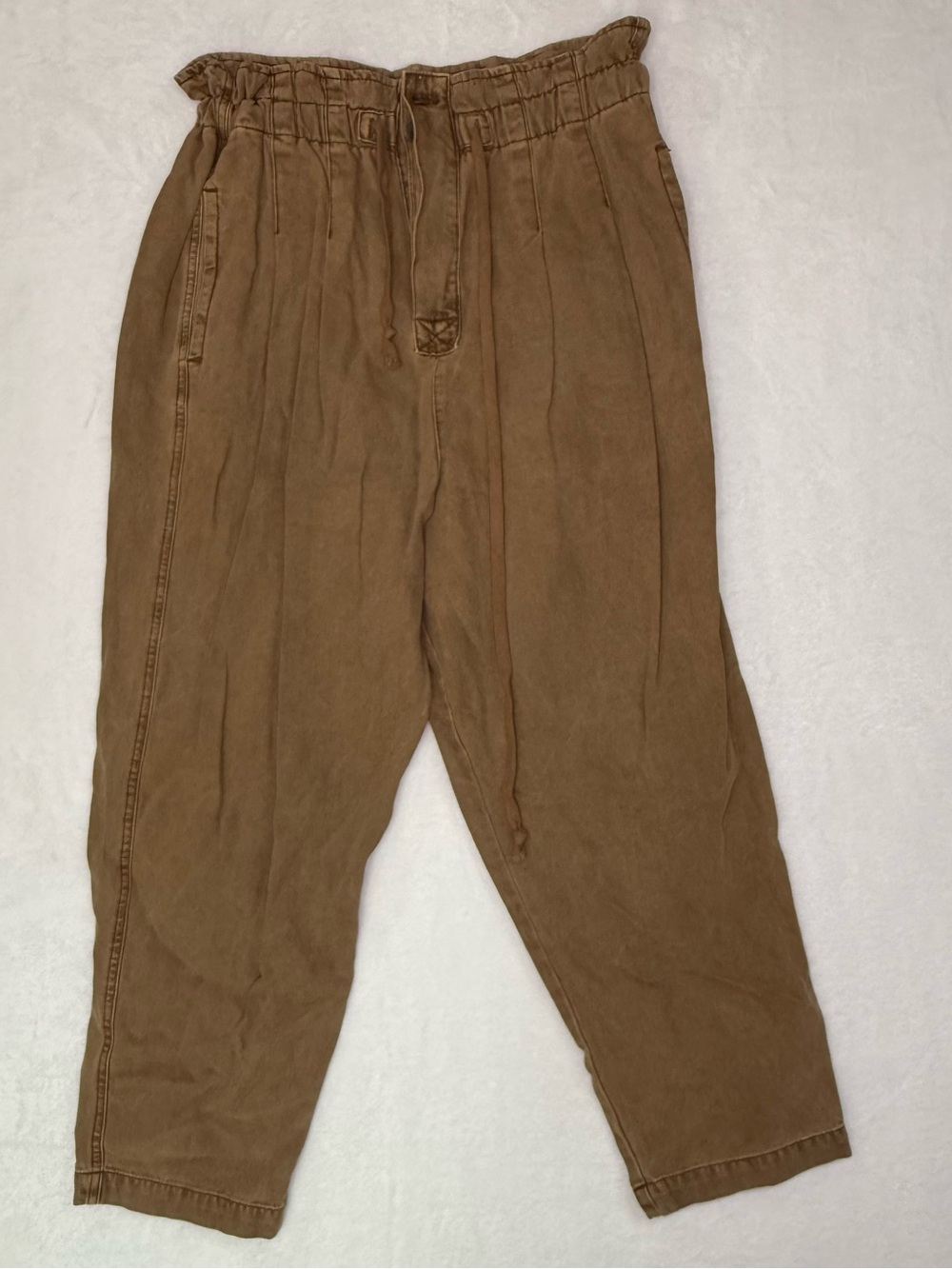 Free People Womens Pants Size Large Brown High Rise w/Drawstring Pockets